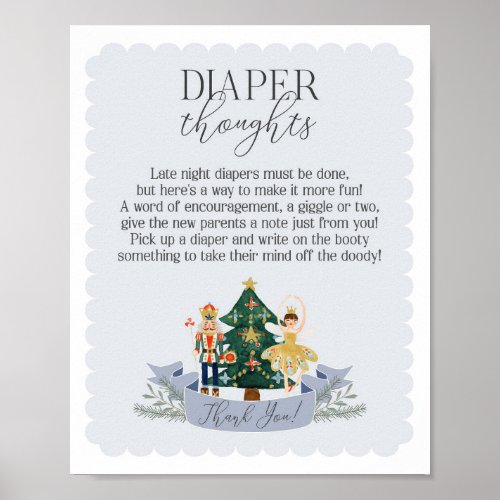 blue nutcracker baby shower diaper thoughts sign