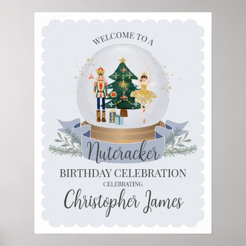 Blue Nutcracker Ballet Winter baby shower welcome Poster