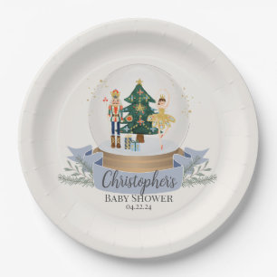 blue nutcracker chraistmas baby shower party paper plates