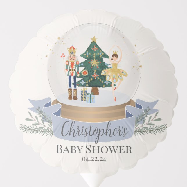Blue Nutcracker Christmas Baby Shower Decor Balloon (Front)