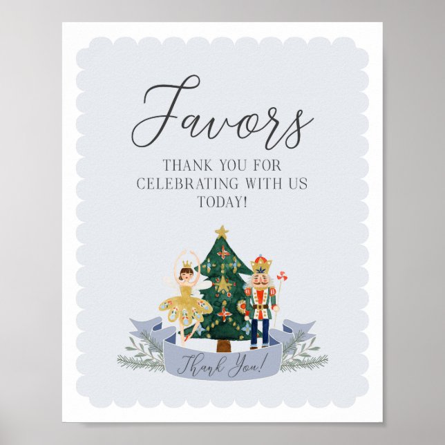 blue nutcracker christmas baby shower favors sign (Front)