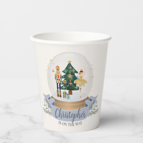 blue nutcracker christmas baby shower tableware paper cups