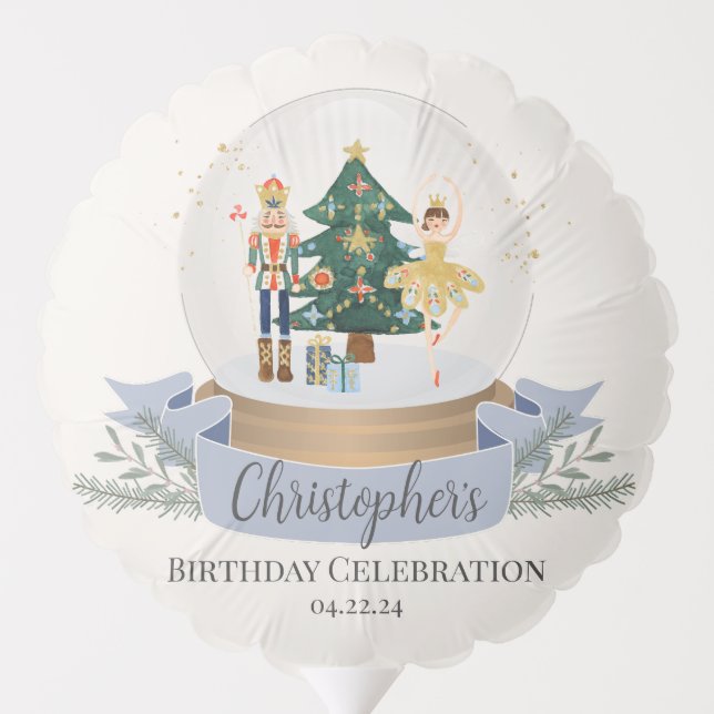 Blue Nutcracker Christmas Birthday Party Balloon (Back)