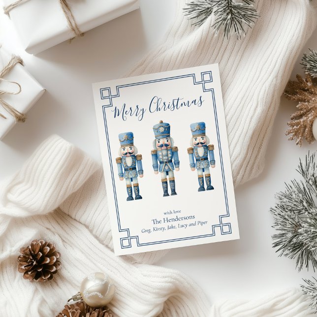 Blue Nutcracker Christmas Holiday Card (blue nutcracker holiday christmas card
)