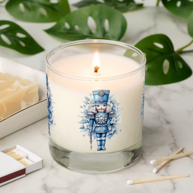 Blue Nutcracker Christmas Scented Candle (Lit)