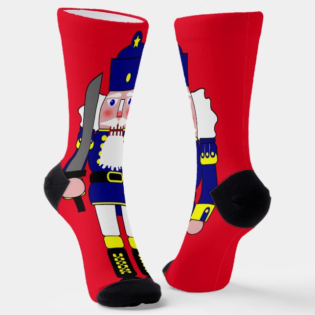 Blue Nutcracker Christmas Socks (Angled)