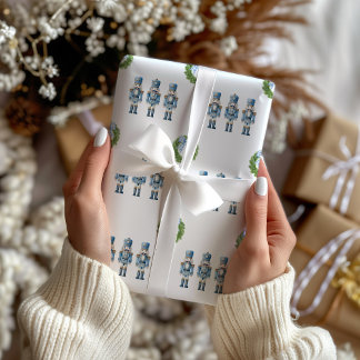 Blue Nutcracker Christmas Wrapping Paper