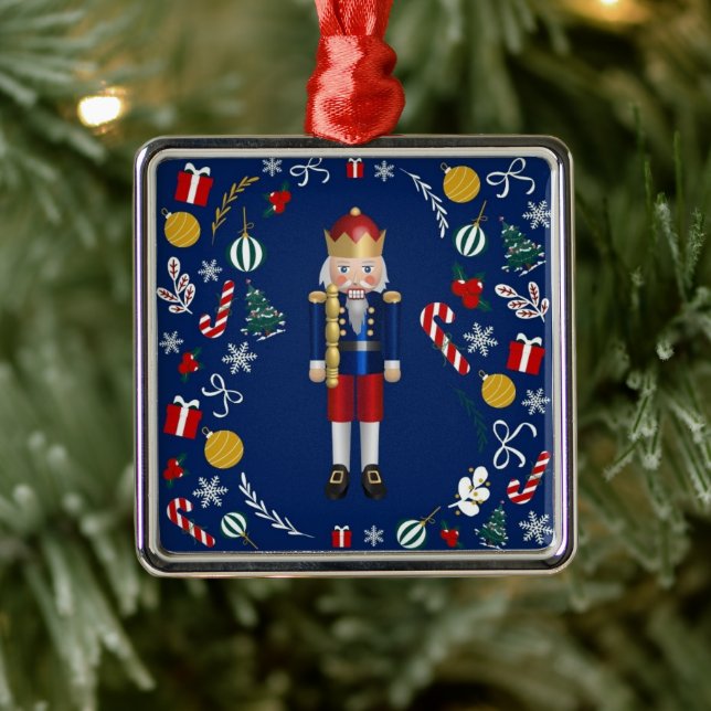 Blue Nutcracker Metal Ornament (Tree)