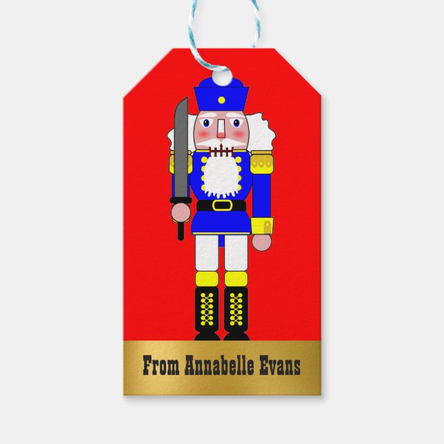 Blue Nutcracker Personalized Gift Tags (Front)
