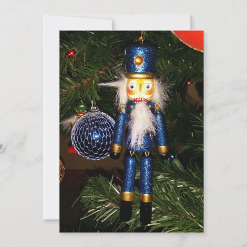 Blue Nutcracker Soldier Christmas Photograph Holiday Card