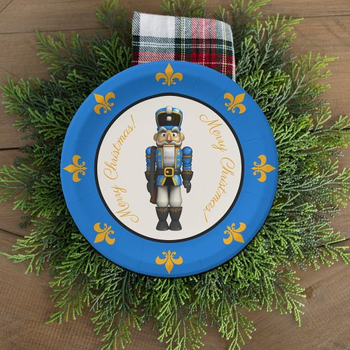 Blue Nutcracker Theme Christmas Paper Plate