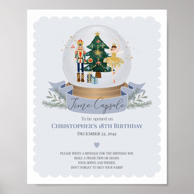 blue nutcracker time capsule advice for birthday poster (Front)