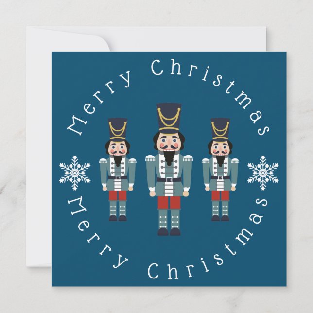 Blue Nutcrackers Personalize Thank You Card (Front)