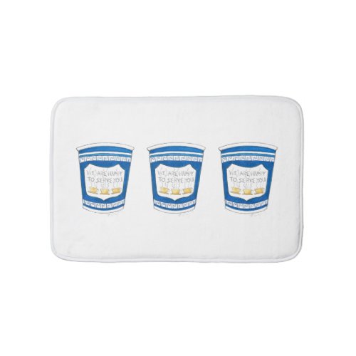 Blue NYC Greek Diner Coffee Cup Happy to Serve You Bath Mat