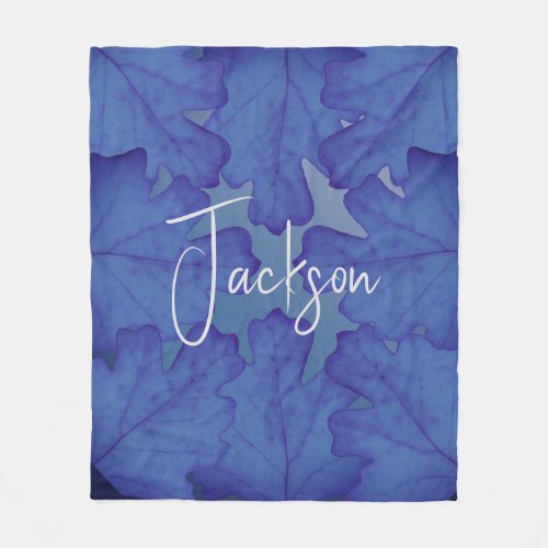 Blue Oak Leaf Personalized Fleece Blanket