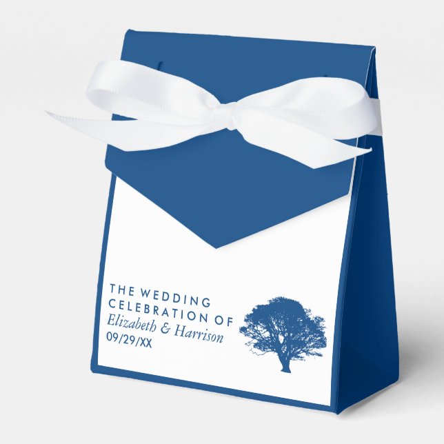 Blue Oak Tree, Rustic & Minimalistic Wedding Favor Boxes (Front Side)