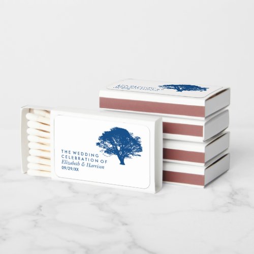 Blue Oak Tree RusticMinimalistic Wedding Matchboxes