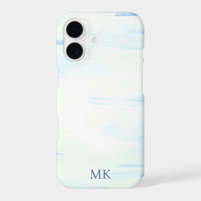Blue Ocean Abstract Art Custom Monogram Initial Iphone Case (Back)
