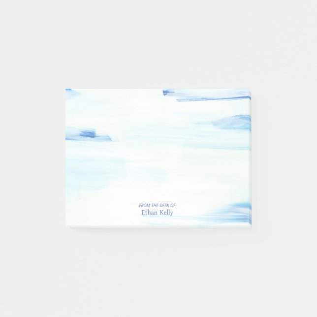 Blue Ocean Abstract Art Personalized Name Post-it Notes (Front)
