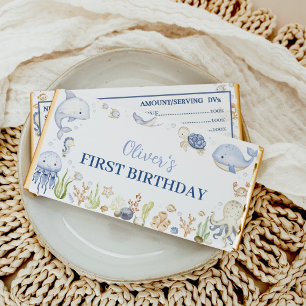 Blue Ocean Animals Kids Under The Sea Birthday Hershey Bar Favors