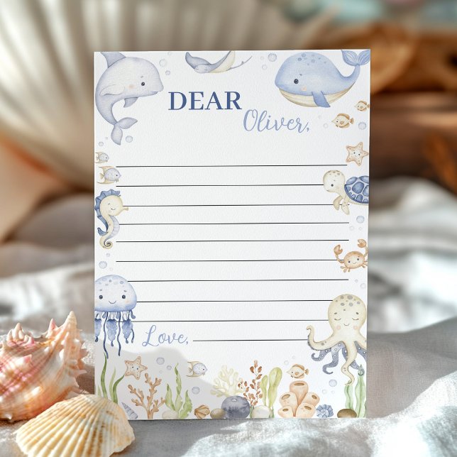 Blue Ocean Animals Party Time Capsule Message Card (Creator Uploaded)