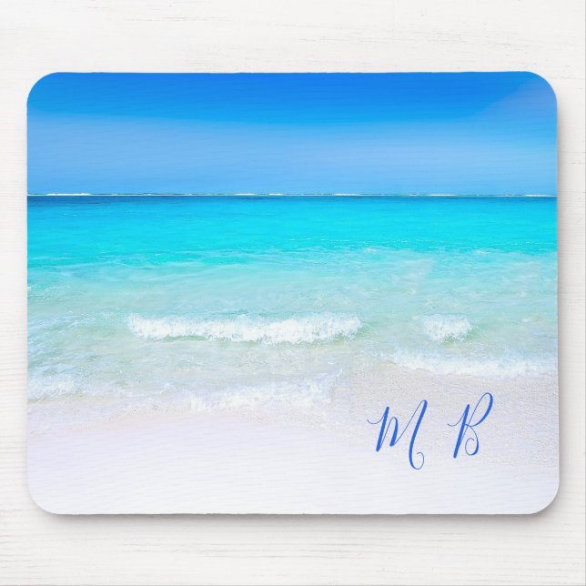  Blue Ocean Aqua Sea Sky Vacation Vibe Mouse Pad (Front)