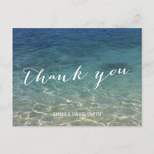 Blue Ocean Beach Destination Thank You Postcard (Front)