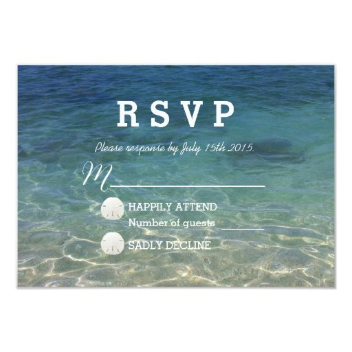 Blue Ocean Beach Destination Wedding RSVP Card | Zazzle