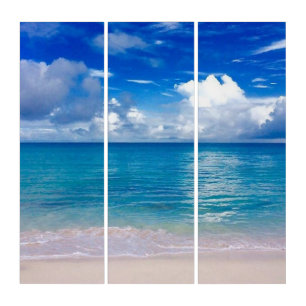 Blue Ocean   Beach Panel Wall Art Triptych