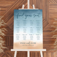 Blue Ocean Beach Shore Sand Wedding Seating Chart