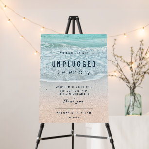 Blue Ocean Beach Unplugged Ceremony Modern Wedding Foam Board