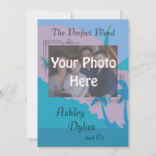 Blue Ocean Blended Family Photo Wedding Invitation