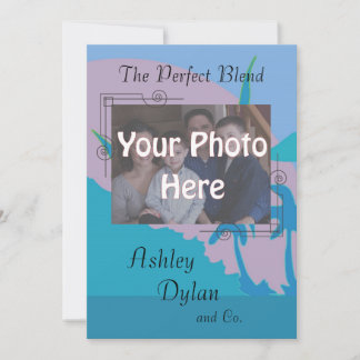 Blue Ocean Blended Family Photo Wedding Invitation