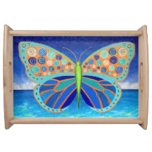 Blue Ocean Butterfly Serving Tray