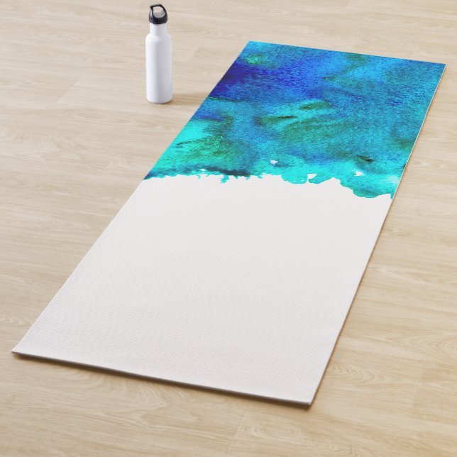 Blue ocean calming personal vibrant energetic art yoga mat (In Situ)