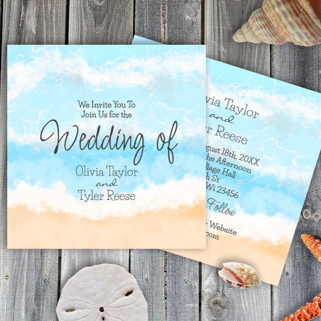 Blue Ocean Coastal Wedding Elegant Invitation (Creator Uploaded)