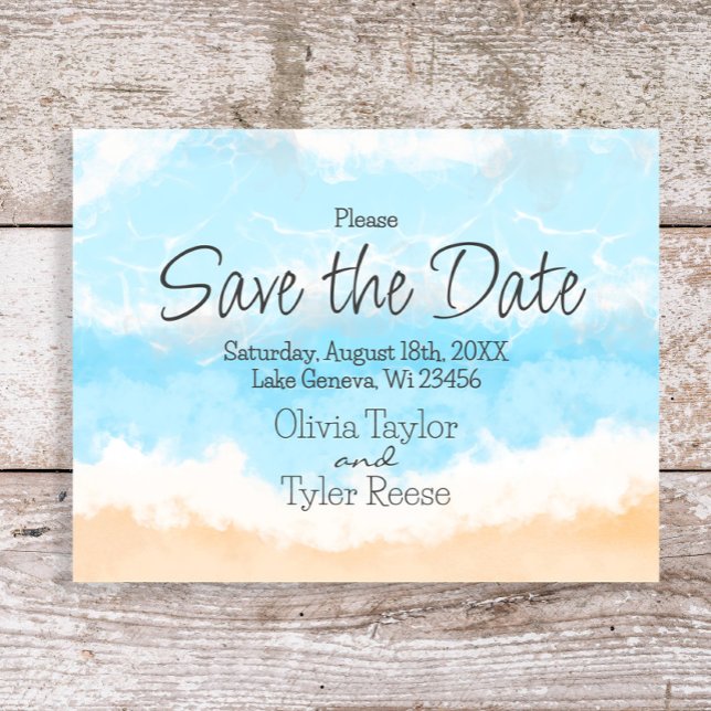 Blue Ocean Coastal Wedding Save the Date Invitation (Creator Uploaded)