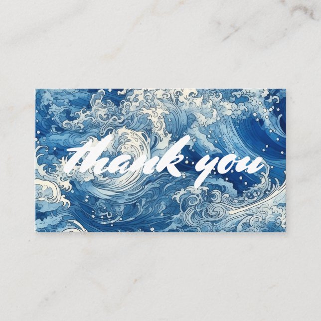 Blue ocean crashing waves thank you enclosure card (Front)