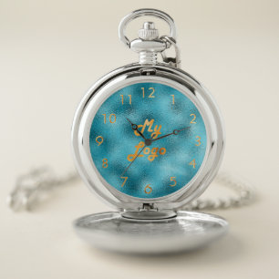 Blue ocean custom logo image business pocket watch