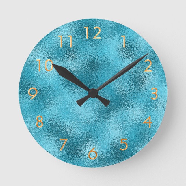 Blue ocean custom logo image business round clock (Front)