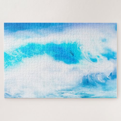 BLUE OCEAN DOLPHIN WAVE RIDERS JIGSAW PUZZLE