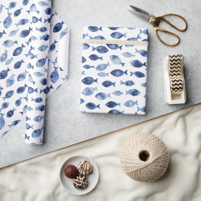 Blue Ocean Fish  Wrapping Paper (Crafts)
