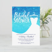 Blue ocean glitter chic dress Bridal shower Invitation (Standing Front)