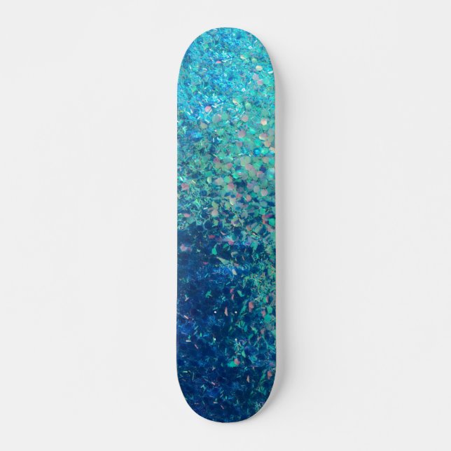 Blue Ocean Glitter Skateboard, 7¾" Deck (Front)