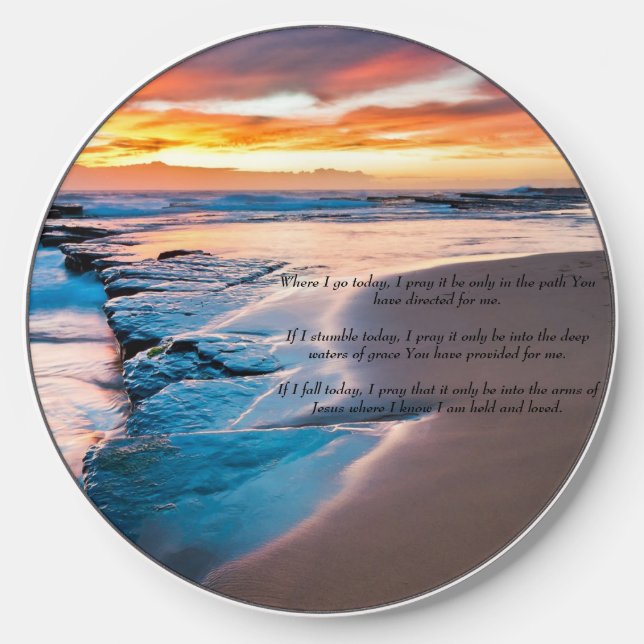 Blue Ocean Gold Christian Faith Wireless Charger (Front)