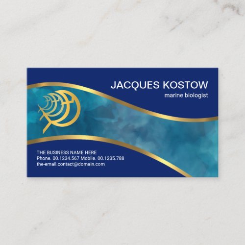 Blue Ocean Gold Waves Marine Game Fishing Business Card