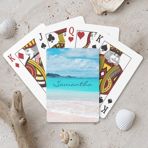 Blue Ocean Hawaii Tropical Sandy Beach Photo Name Poker Cards