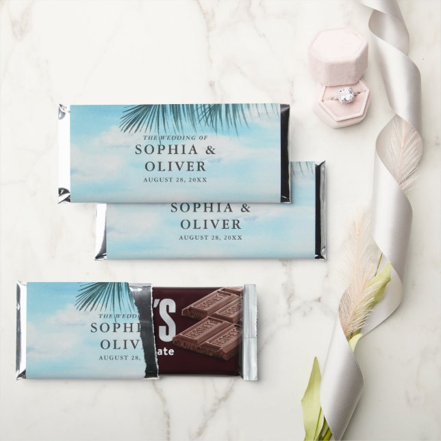 Blue Ocean Hershey Chocolate Bar Wedding Favor (Front)