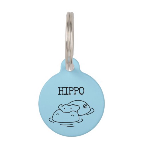 Blue Ocean Hippopotamus Pets Name Personalized Pet ID Tag