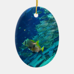 Blue Ocean Marine School of Fish Ceramic Ornament